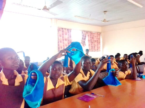 Visually and hearing impaired girls with BeGirl Period Panties during the MHM education session